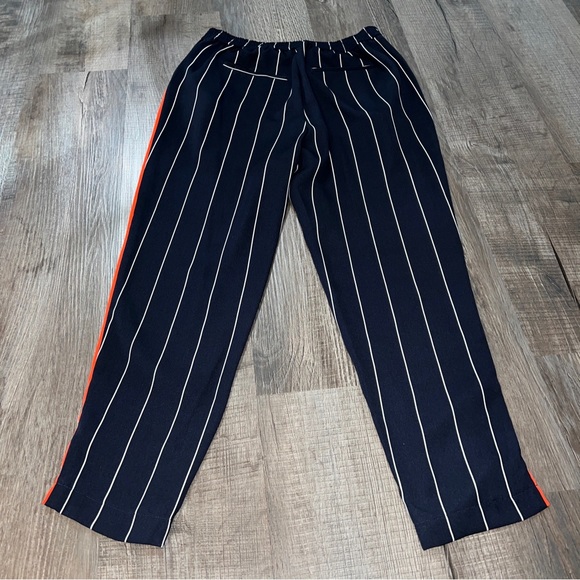 Anthropologie | Ett:twa piped and striped Orange White Blue pants Sz small comfy - Picture 9 of 10